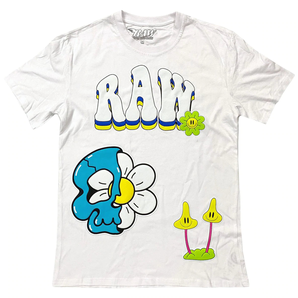 Rawalty - MEN SMILEY DRIP PUFF PRINT CREW NECK T-SHIRTS - WHITE