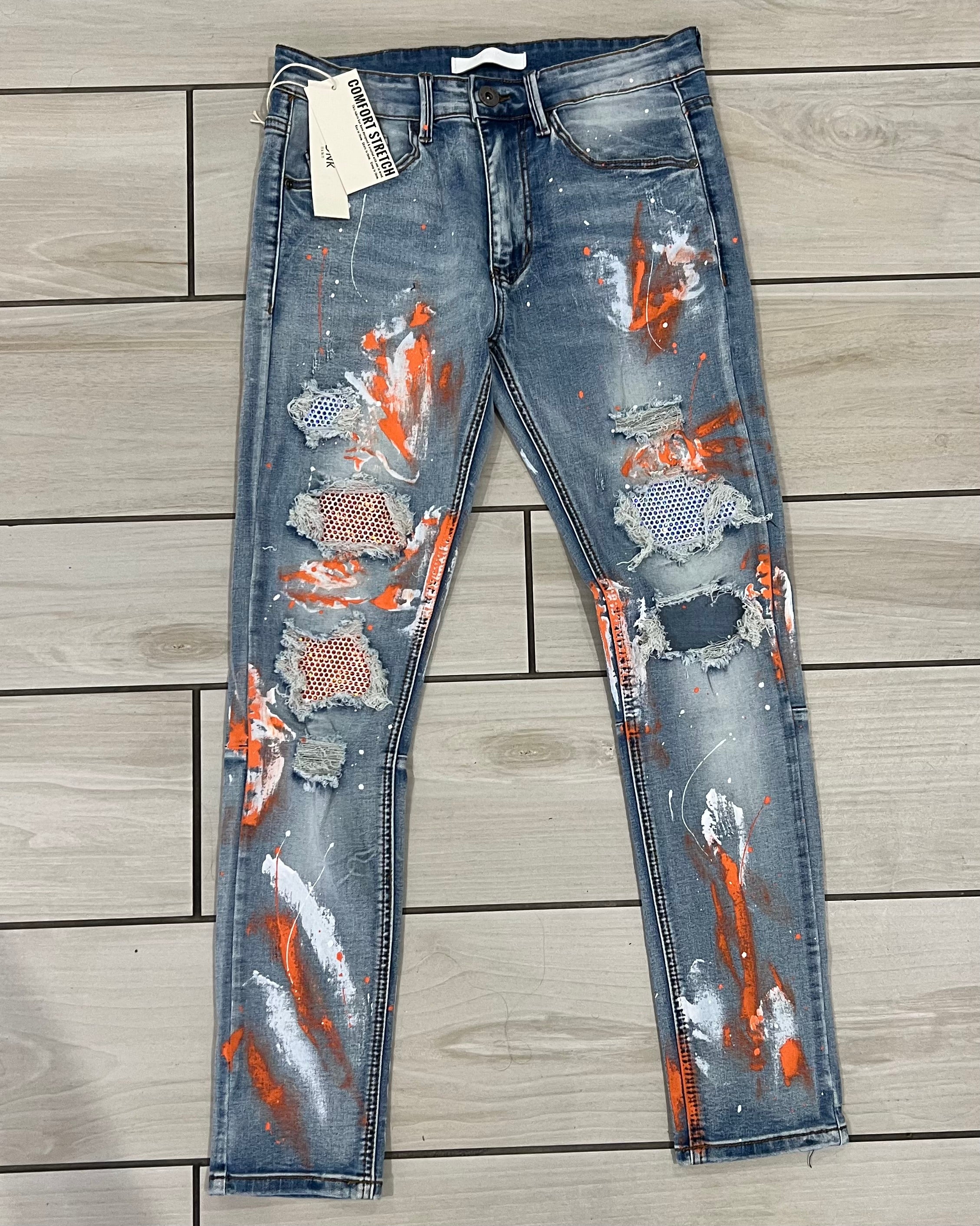 KDNK - KND4362 Blue / Orange Jean
