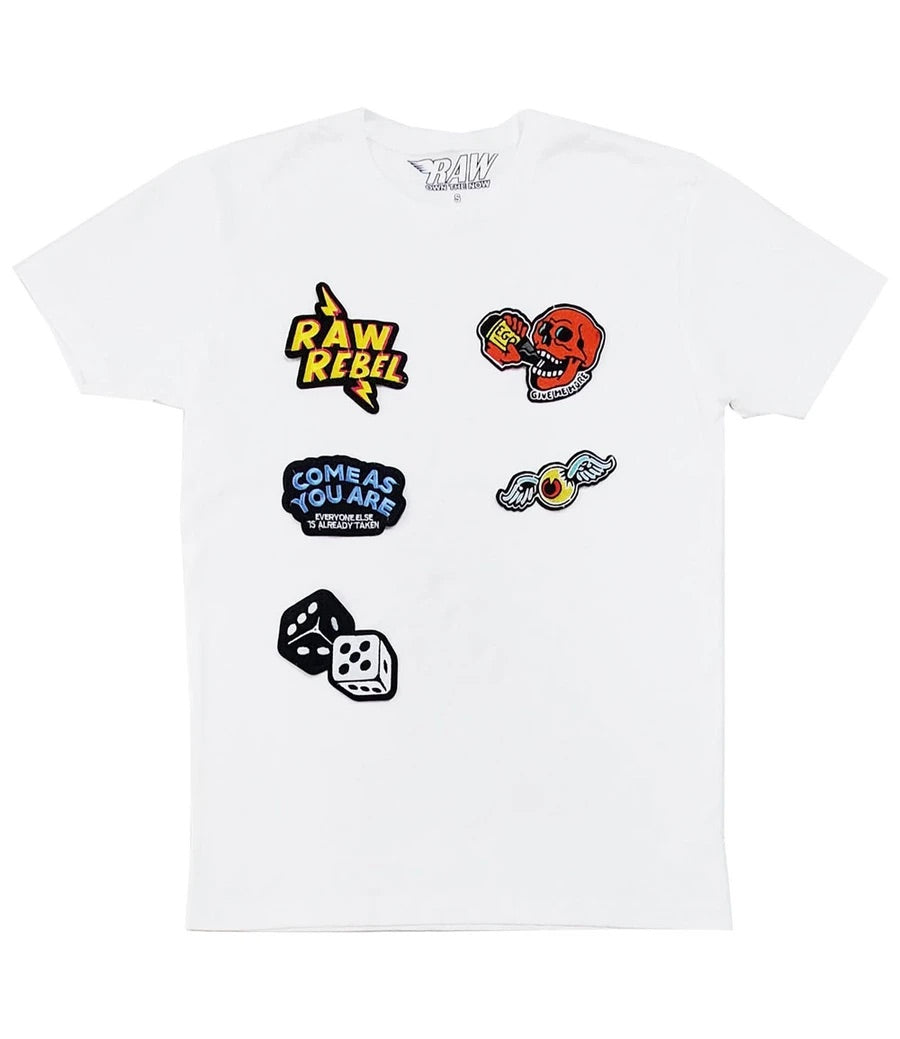 Rawalty - RAW REBEL EMBROIDERY PATCH CREW NECK - WHITE