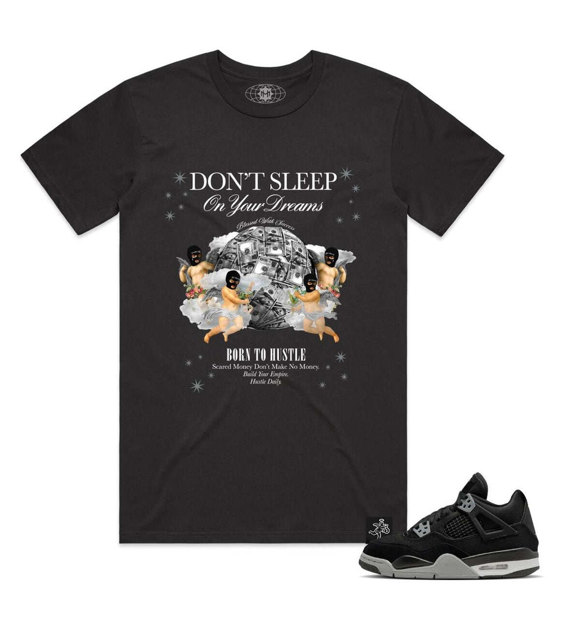 Hasta - Dark Grey Don’t Sleep On Your Dreams Dark Grey Tee Jordan 4 Black