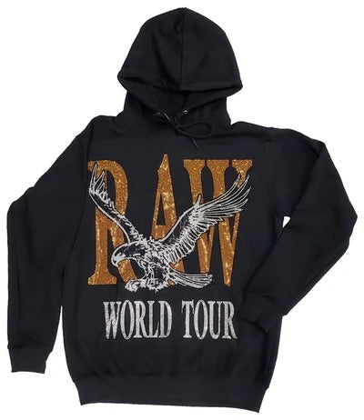 Rawalty - WORLD TOUR Black / GOLD BLING HOODIE