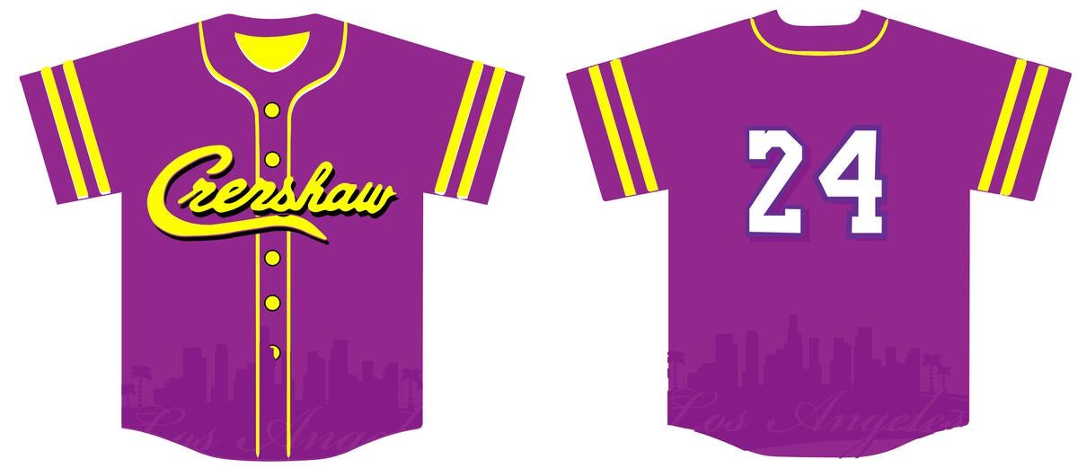 Headgear Classics - CRENSHAW KOBE PURPLE 24 BASEBALL JERSEY
