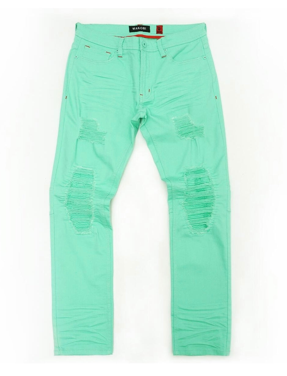 Makobi - MAKOBI SHREDDED JEANS M1971 Green Jean
