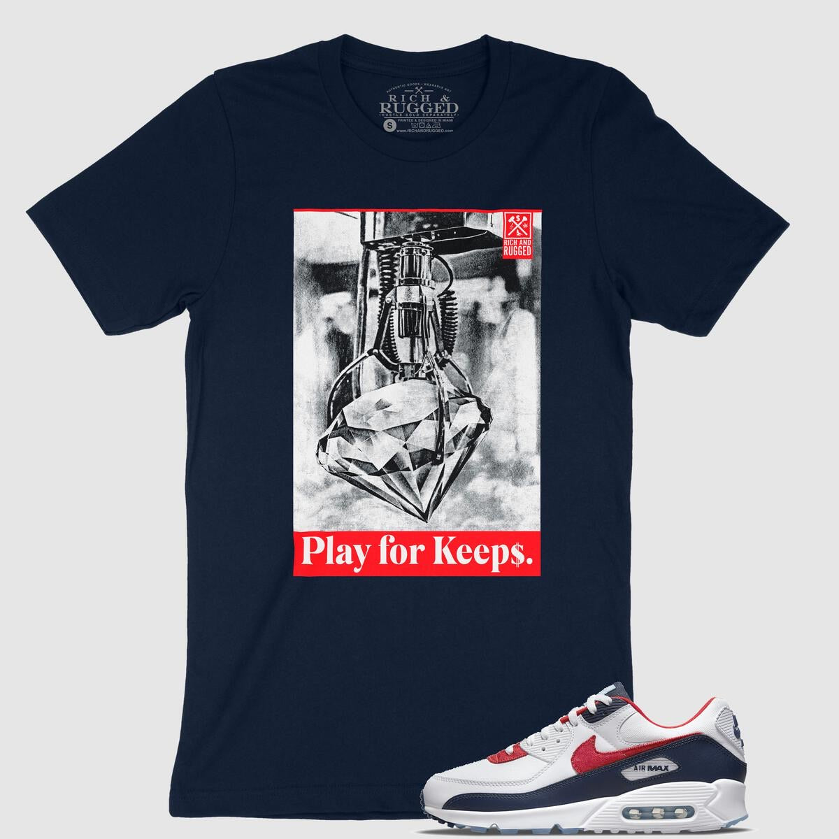 Rich & Rugged - Play For Keeps Navy Tee
