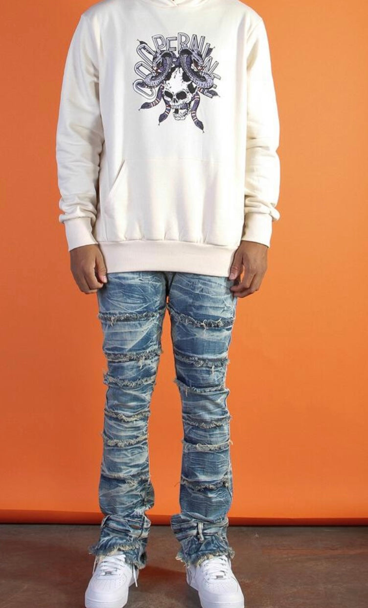 Cooper 9 - 506 Ripped Layers Stack Jeans Crack Mid Wash (2150682)