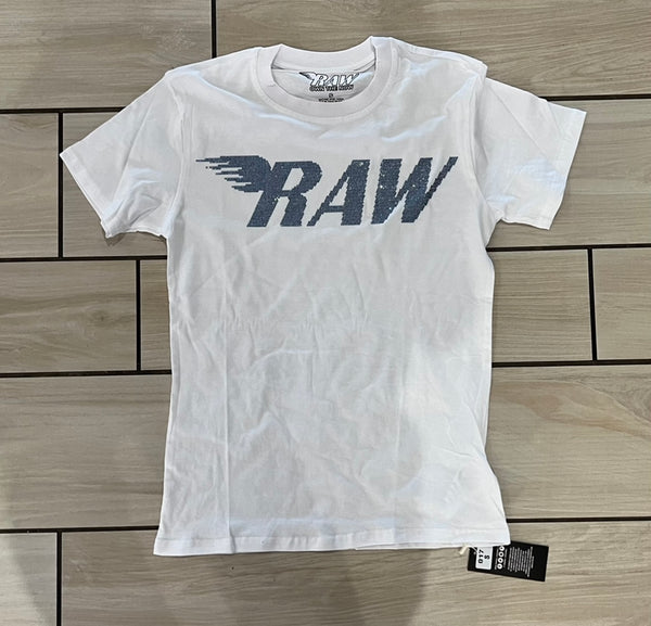 Rawalty - RAW Bling White / Navy / Sky Blue Tee