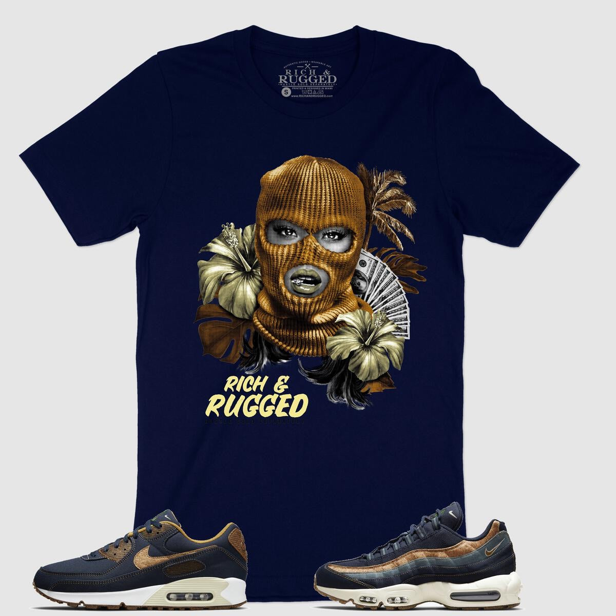 Rich & Rugged - Plain Jayne Ski Mark Navy / Gold Tee