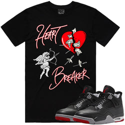 Jordan 4 Bred 4s Shirt - Heart Breaker Black Red Tee