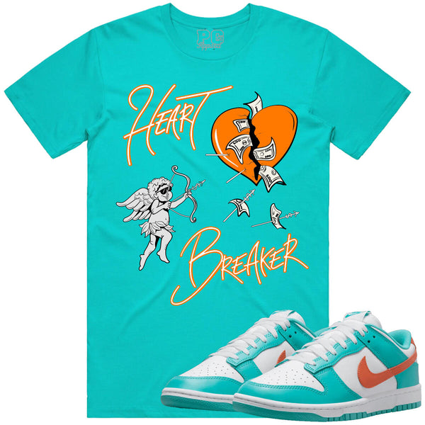 Miami Dolphins Dunks Shirt Heart Breaker - Teal Orange Tee