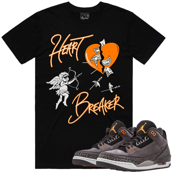 Jordan 3 Fear 3s Shirt Heart Breaker Orange & Black Shirt