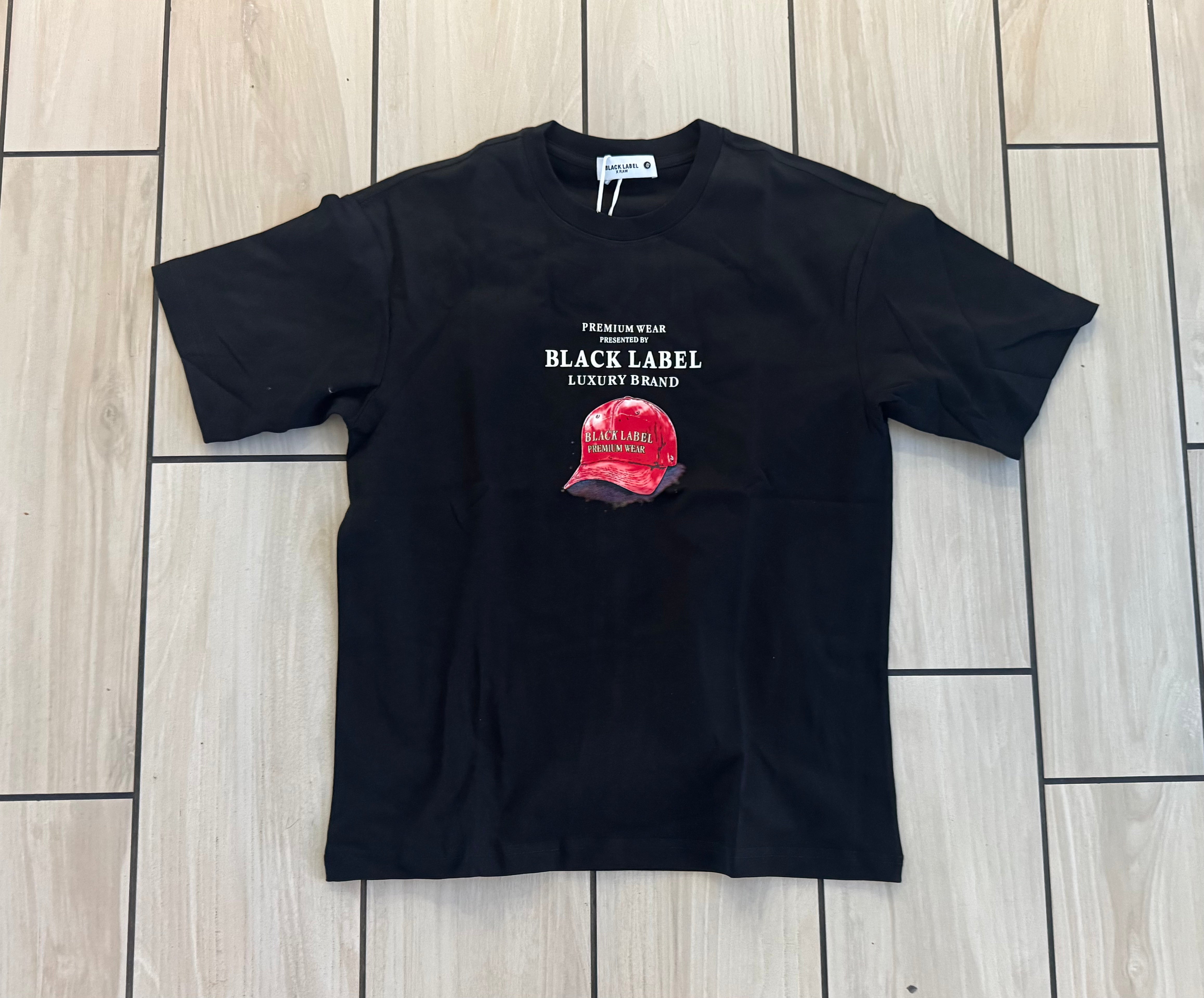 Black Label - Premium Red Hat Black Tee