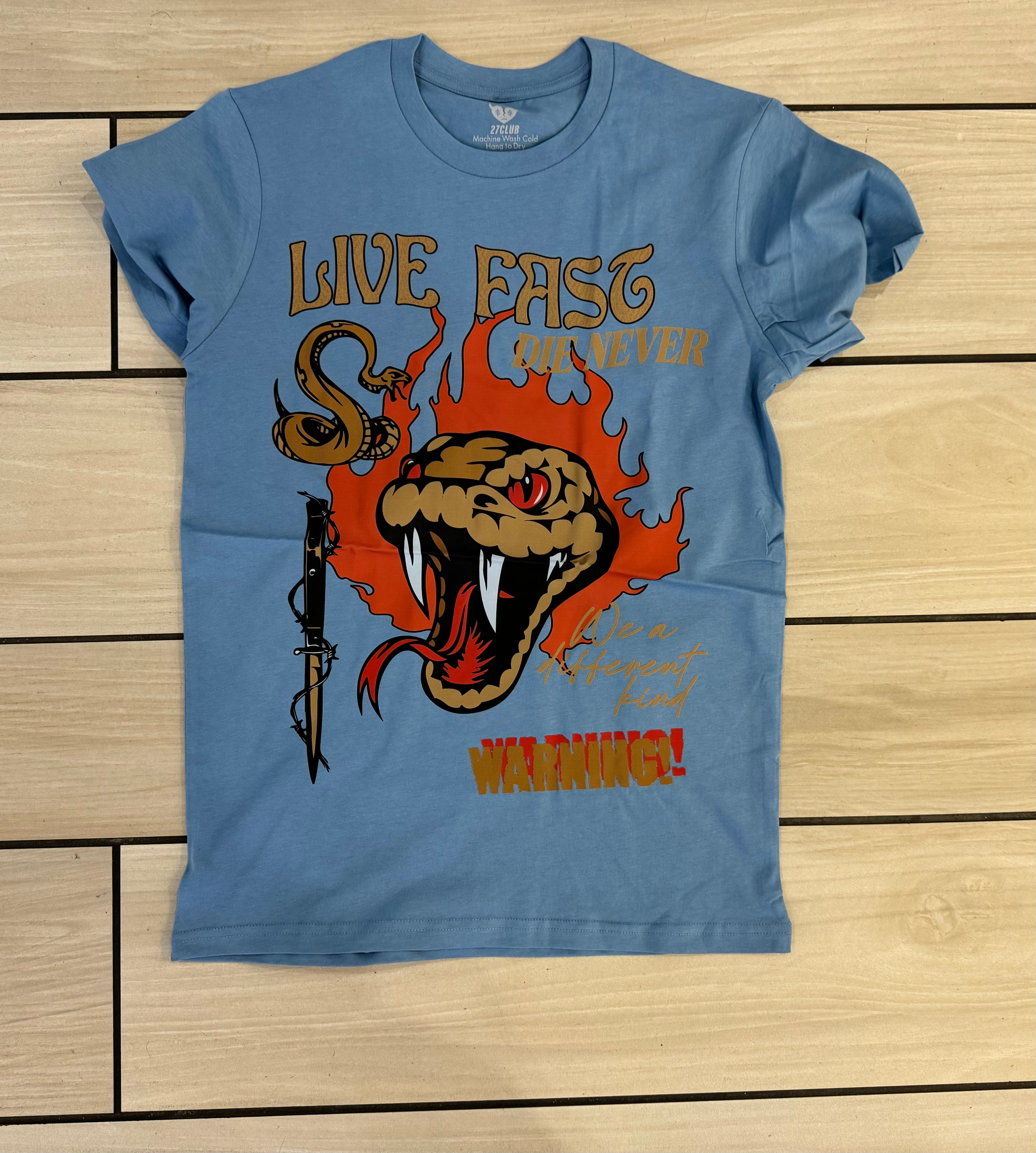 27 Club - Live Fast Snake Sky Blue Tee