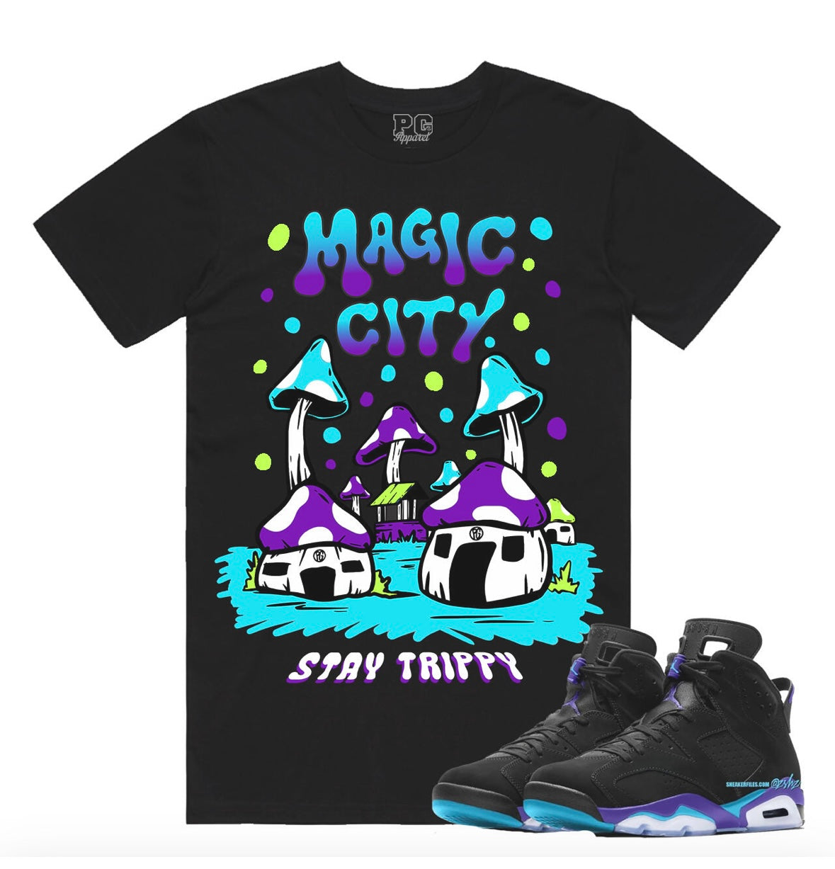 Planet Of The Grapes - Magic City Black Tee Jordan 6 Aqua