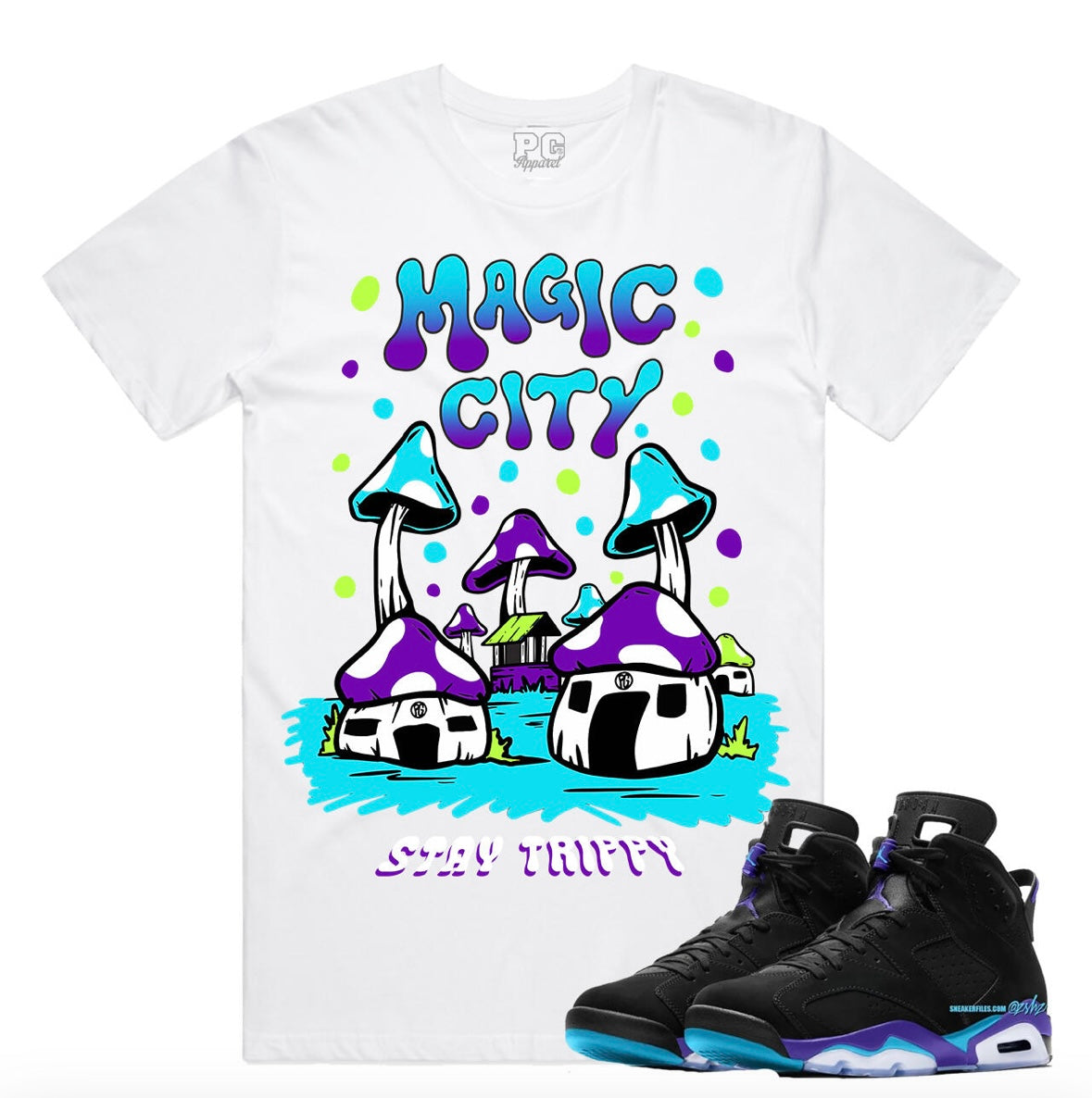 Planet Of The Grapes - Magic City White Tee Jordan 6 Aqua