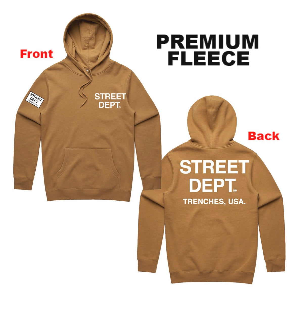 Street Dept Camel Hoodie - Premium Streetwear Hoody Urban Style