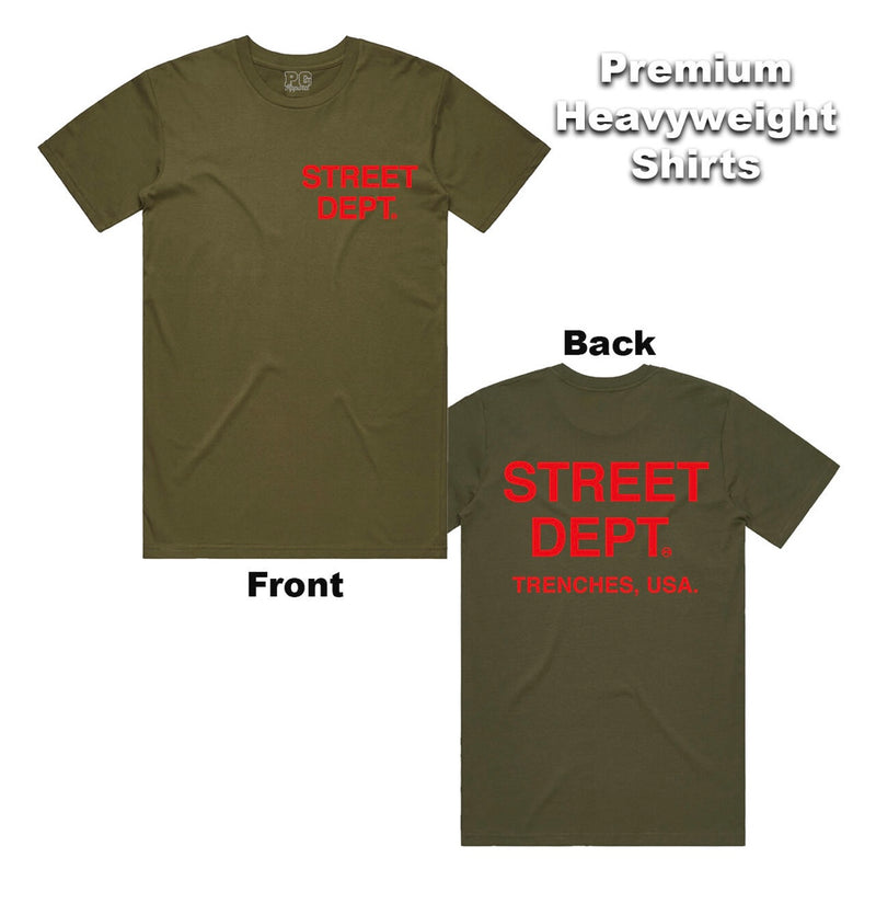 Planet Of The Grapes - Street Dept Olive / Red Tee