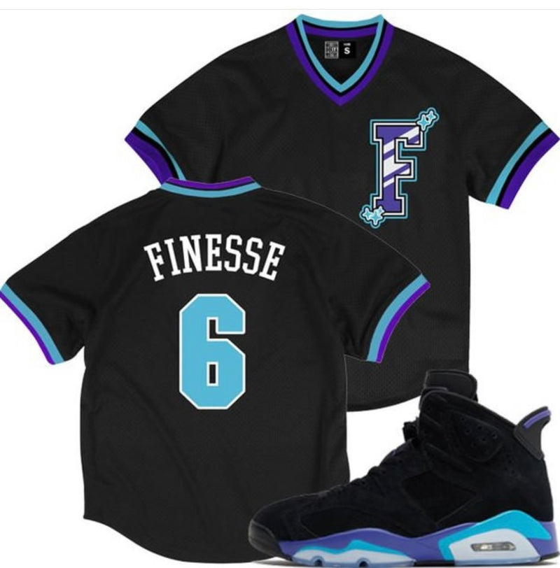 Jordan 6 Aqua 6s Jersey - Million Finesse Black Jersey