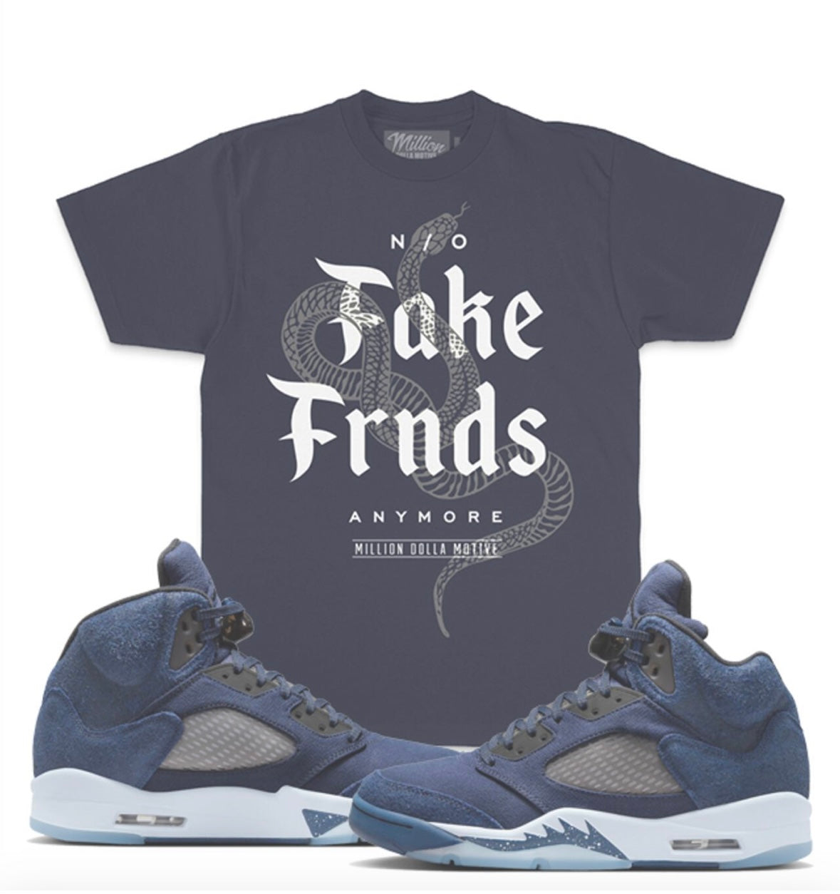 Jordan 5 Retro Georgetown Shirt Million - No Fake Friends Navy T Shirt