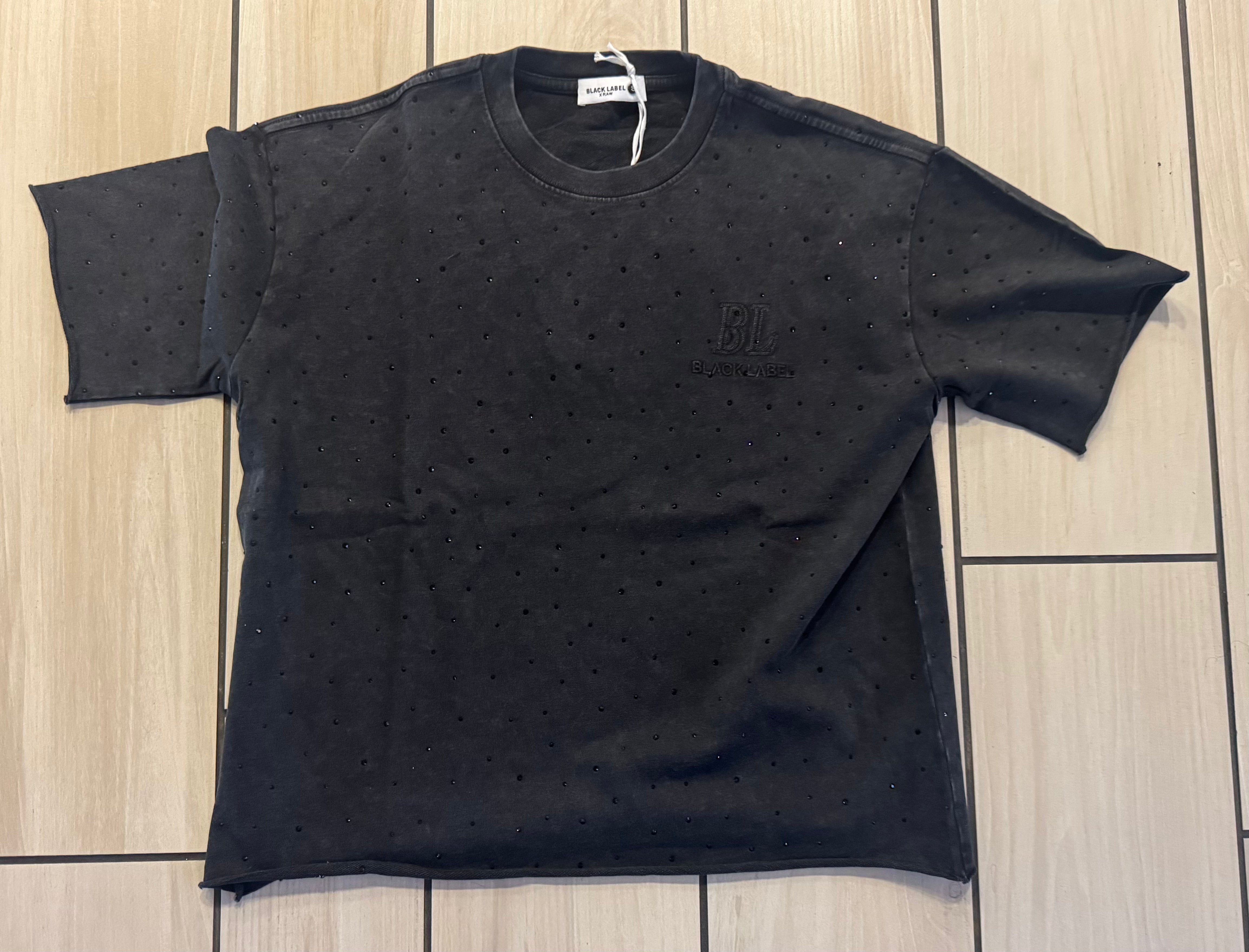 Black Label - Black Rhinestone Premium Tee