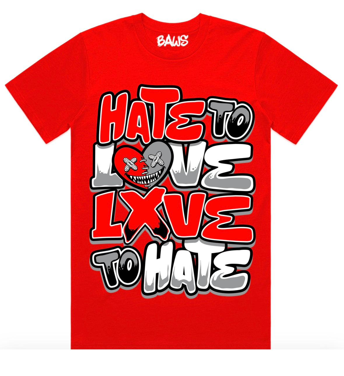 Baws - Red Love2Hate Red Shirt - Jordan 12 Cherry 12s