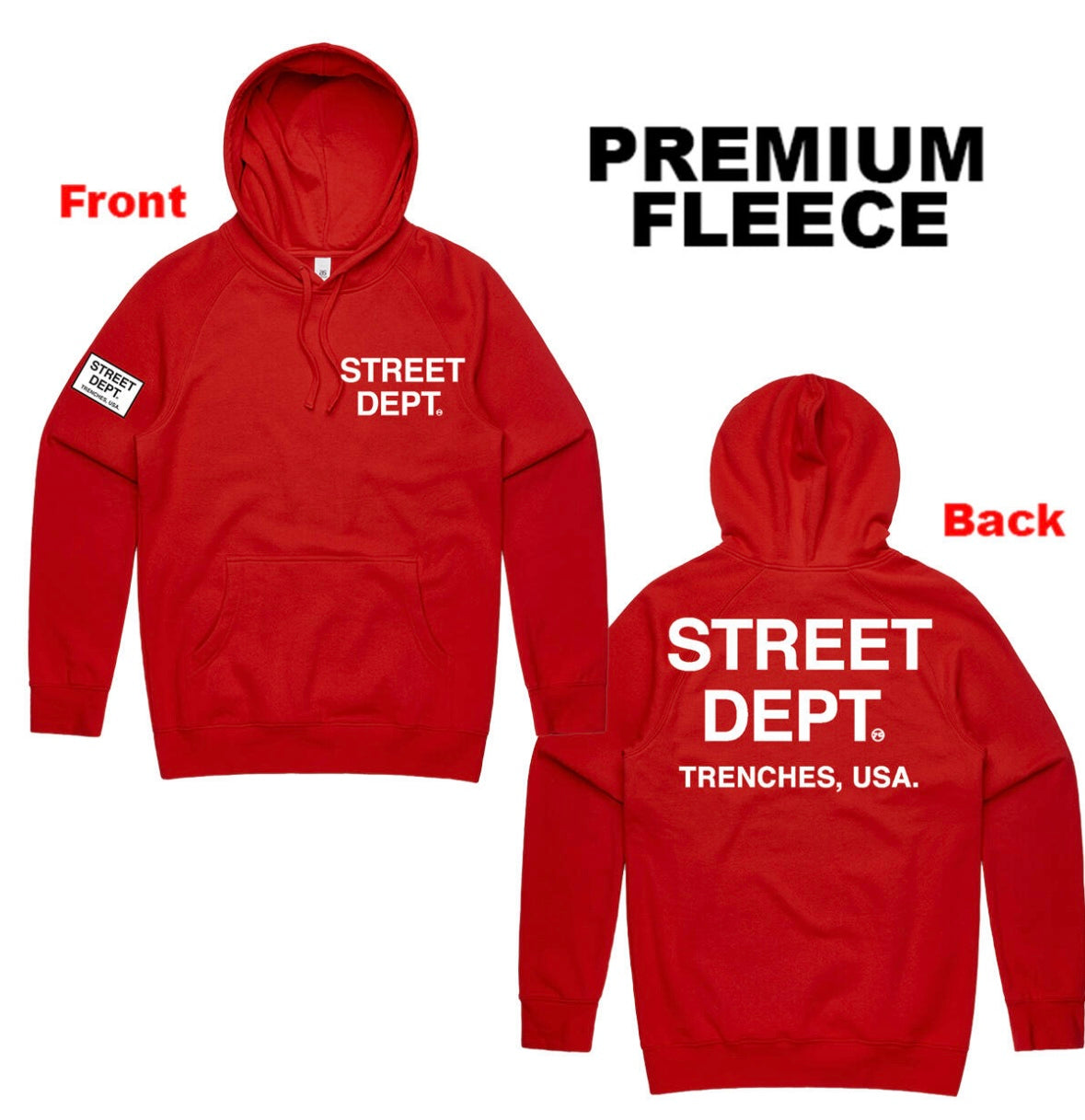 Street Dept Red Hoodie - Premium Streetwear Hoody | Bold Urban Style
