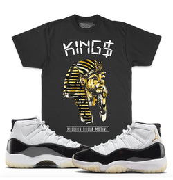 Jordan 11 DMP Gratitude 11s Shirt Million - Gold Kings Black Tee