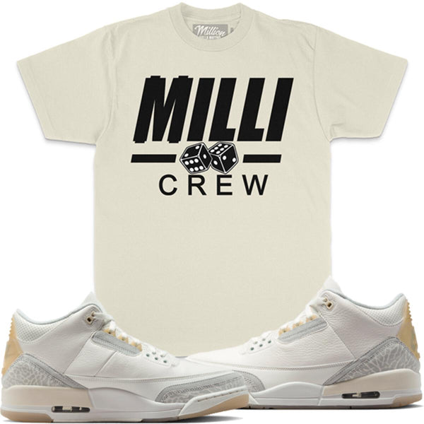 Jordan Retro 3 Craft Ivory 3s Million - Milli Crew Natural Sail Shirt