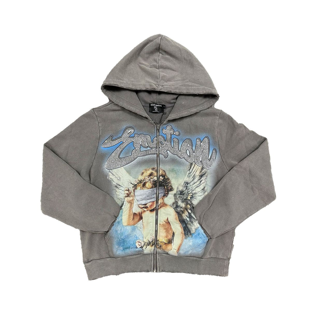 Mixed Emotions - Hoody Angel Rhinestone Grey Hoodie