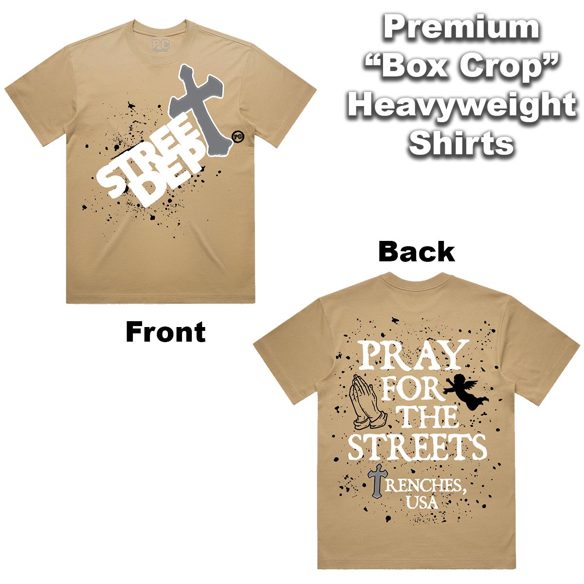 Street Dept - Pray For The Streets Khaki White Tee