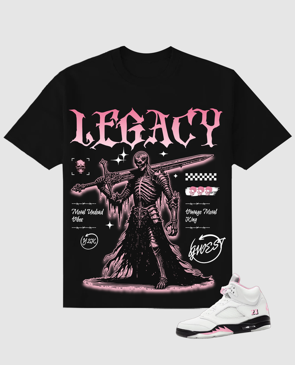 Jordan 5 Soft Pink Shirts G West - Skeleton Sword Black Pink Tee