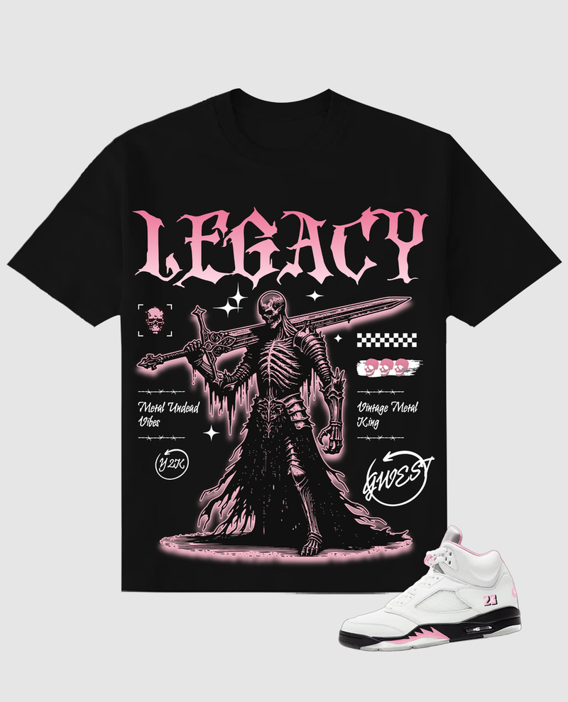 Jordan 5 Soft Pink Shirts G West - Skeleton Sword Black Pink Tee