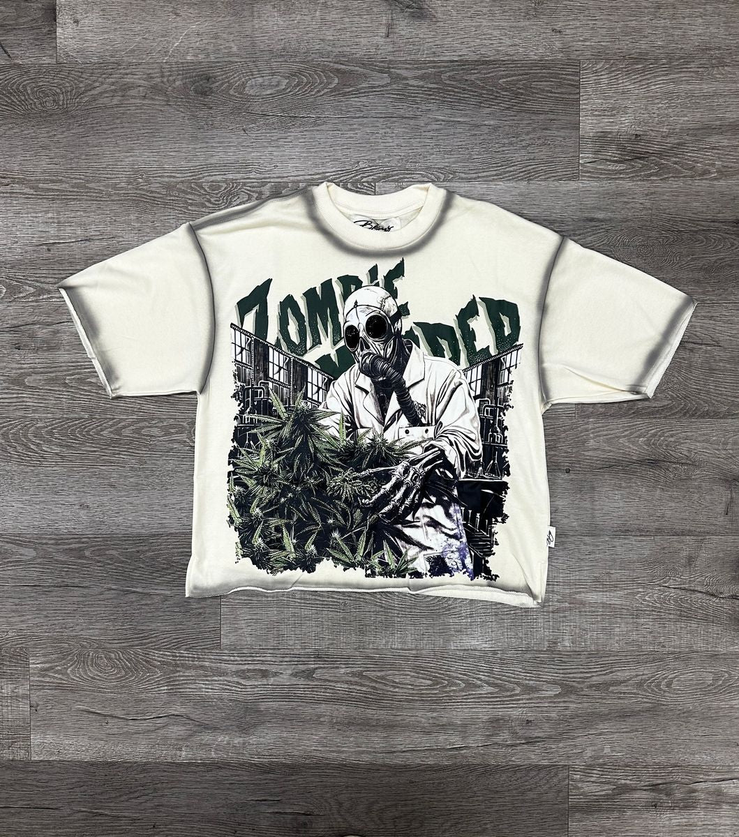 BKYS - Zombie Washed Off White Crop Tee