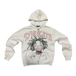 Jordan 5 Soft Pink Hoodie Syndicate - Youth White Pink Hoodie