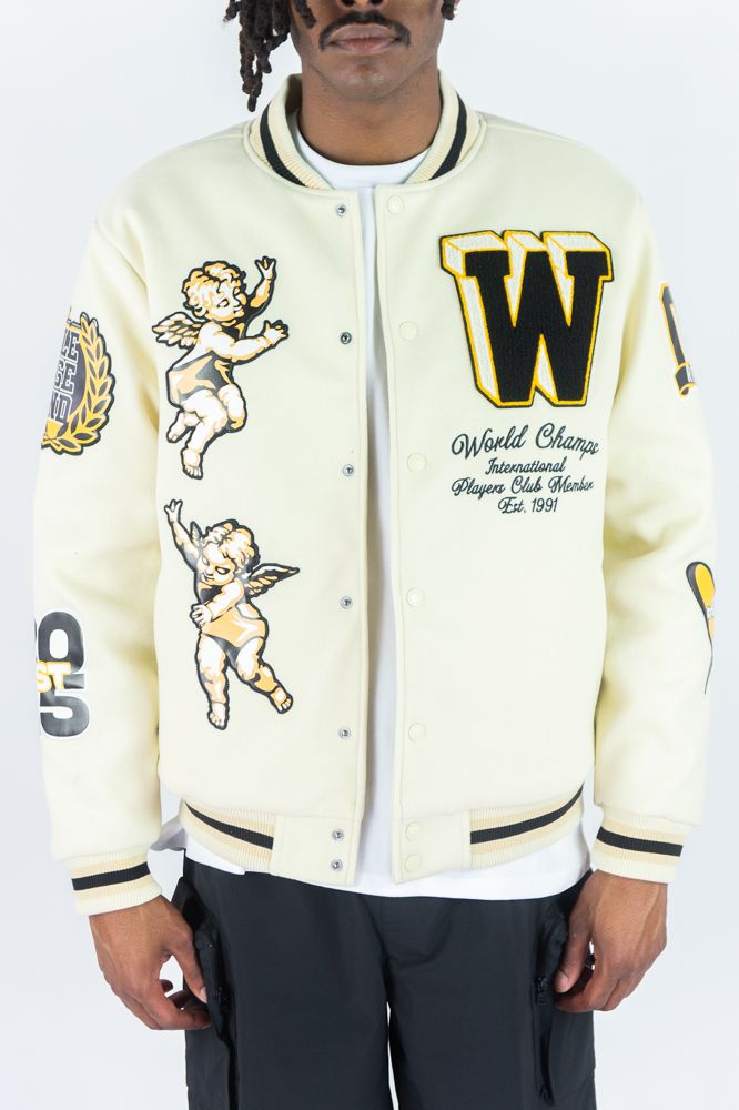 Rebel Minds - Angels Melton Cream Varsity Jacket