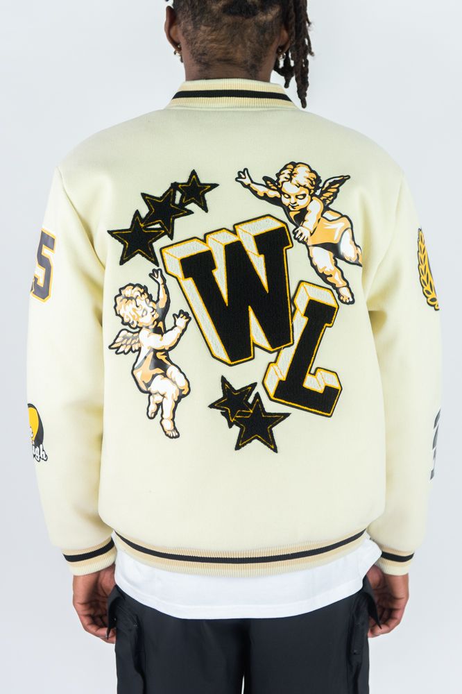 Rebel Minds - Angels Melton Cream Varsity Jacket