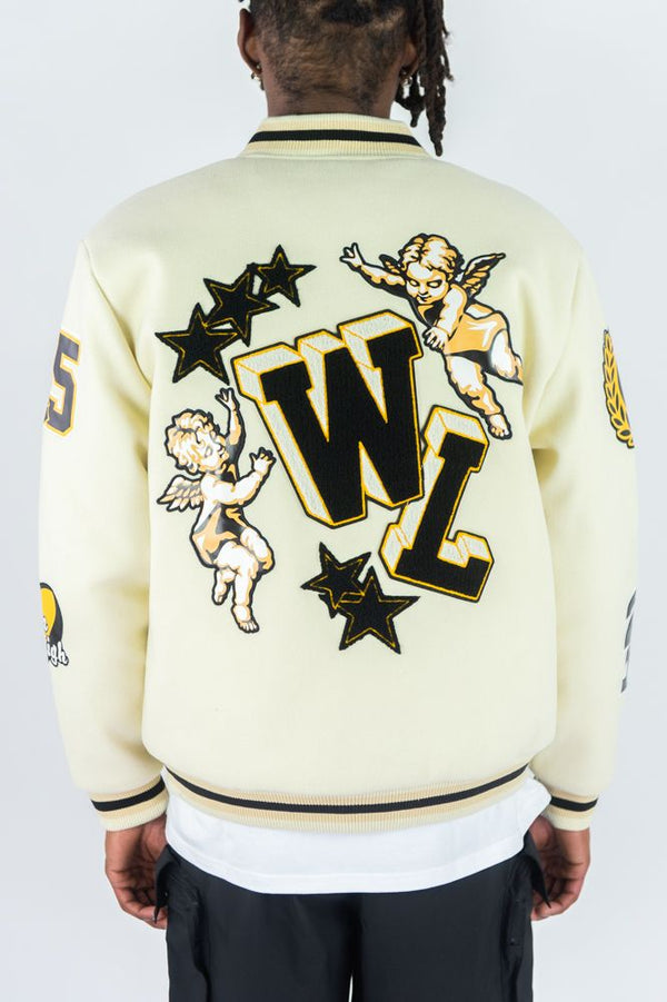 Rebel Minds - Angels Melton Cream Varsity Jacket