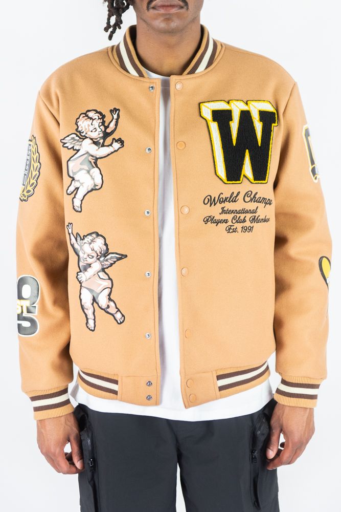 Rebel Minds - Angels Melton Khaki Varsity Jacket