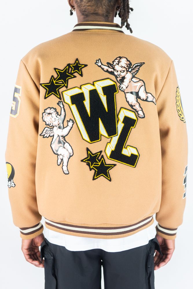 Rebel Minds - Angels Melton Khaki Varsity Jacket