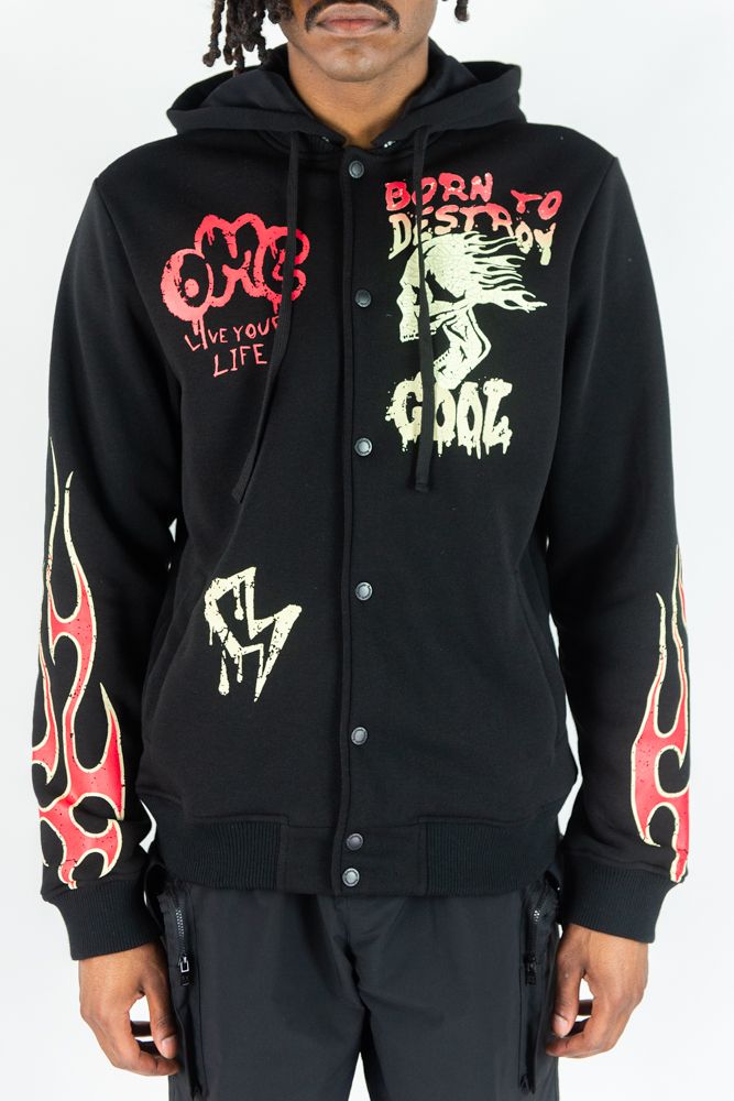 Rebel Minds - Born To Destroy Black Pink Varsity Jacket