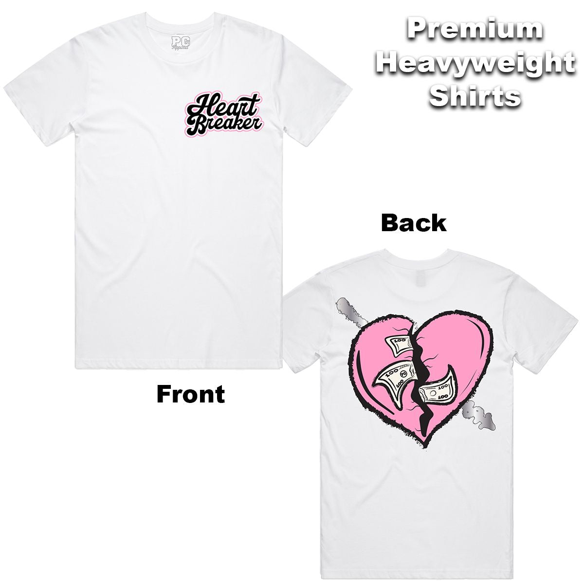 POG - Big Heart White Pink Tee