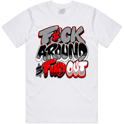 Jordan 4 Bred 4s Shirt - F#ck Around White Red Tee