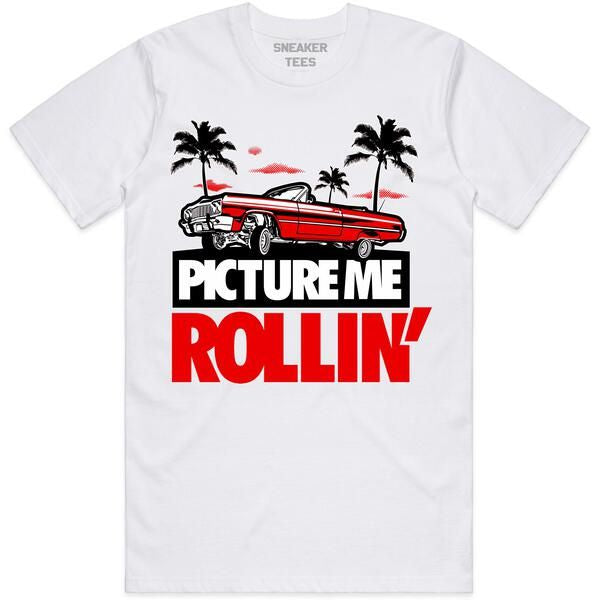 Jordan 4 Bred 4s Shirt - Picture Me Rollin White Red Tee