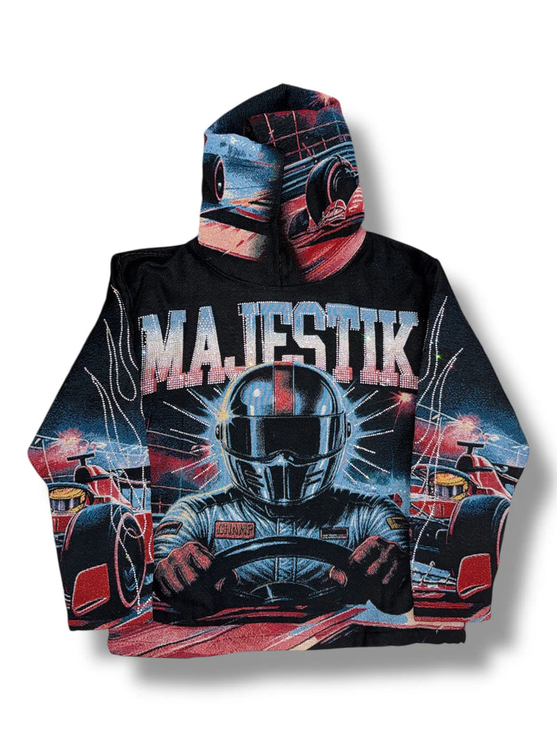 Majestik - Race Car Black Multi Color Hoodie