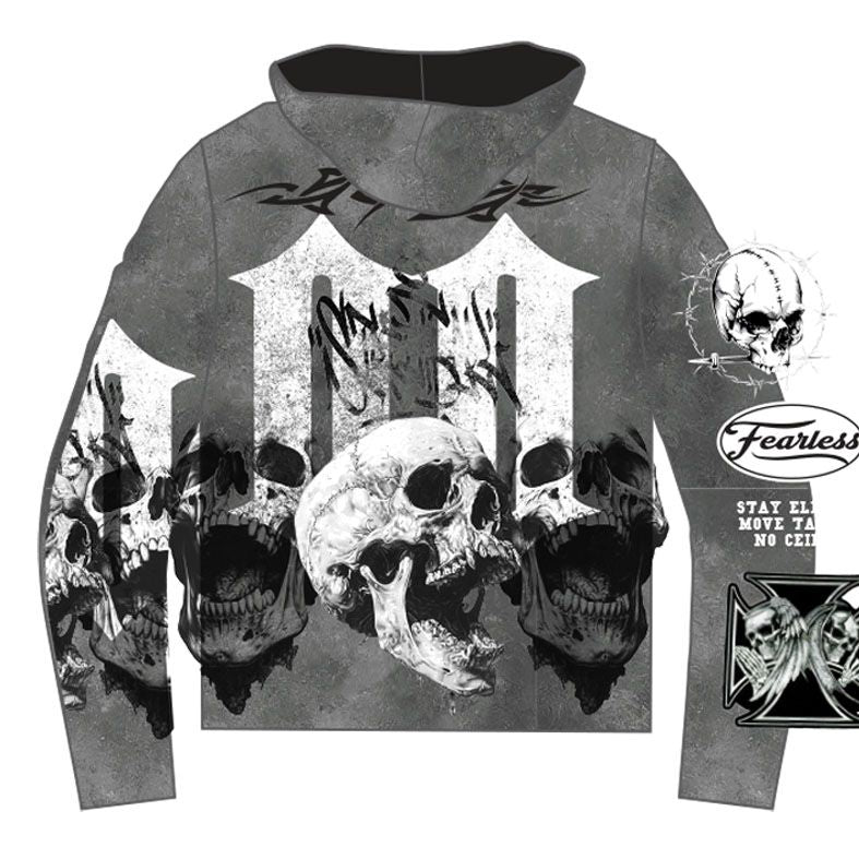 Majestik - Triple Skull Grey White Hoodie