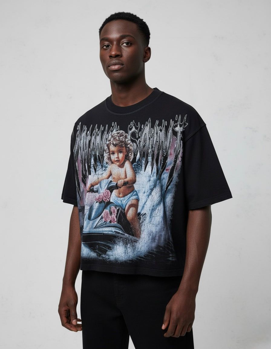 Young Saint - Jet Ski Rhinestone Black Tee