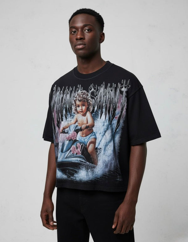 Young Saint - Jet Ski Rhinestone Black Tee