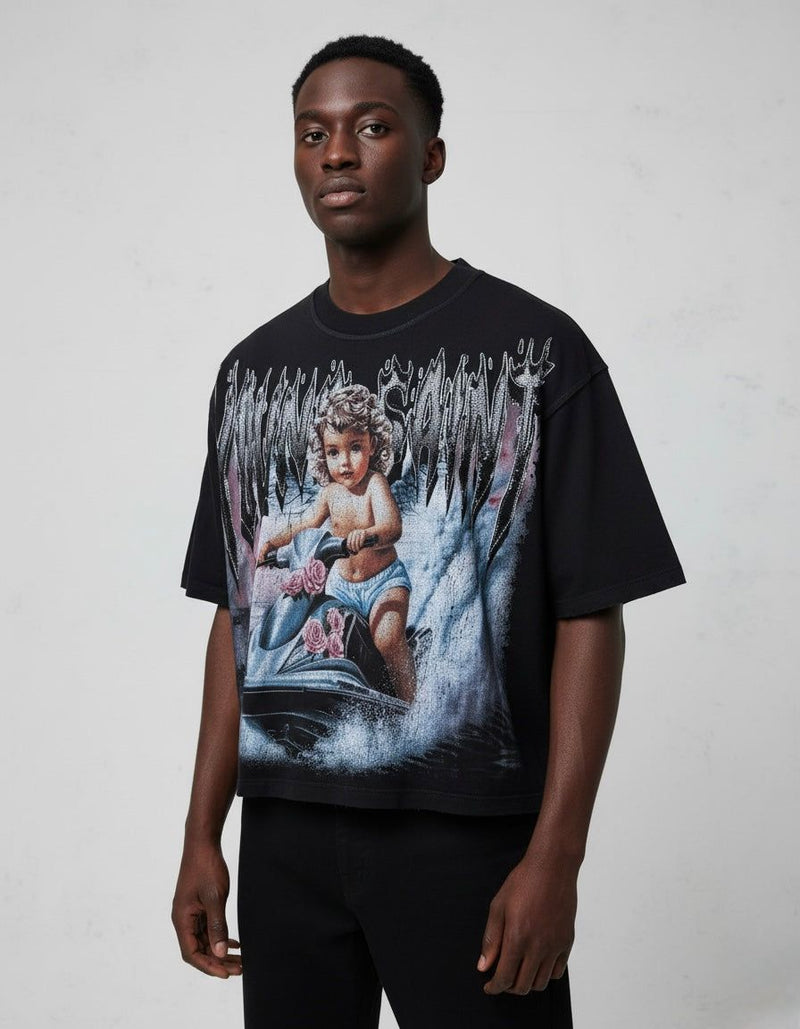 Young Saint - Jet Ski Rhinestone Black Tee