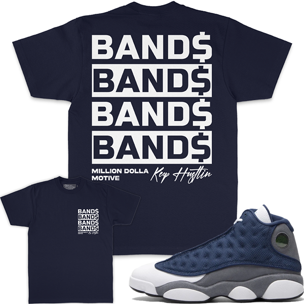 Jordan Flint 13’s T-Shirt Million - Bands Bands Bands Navy Tee