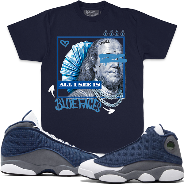 Flint 13s T-Shirt Million - All I See is Blue Faces - Navy
