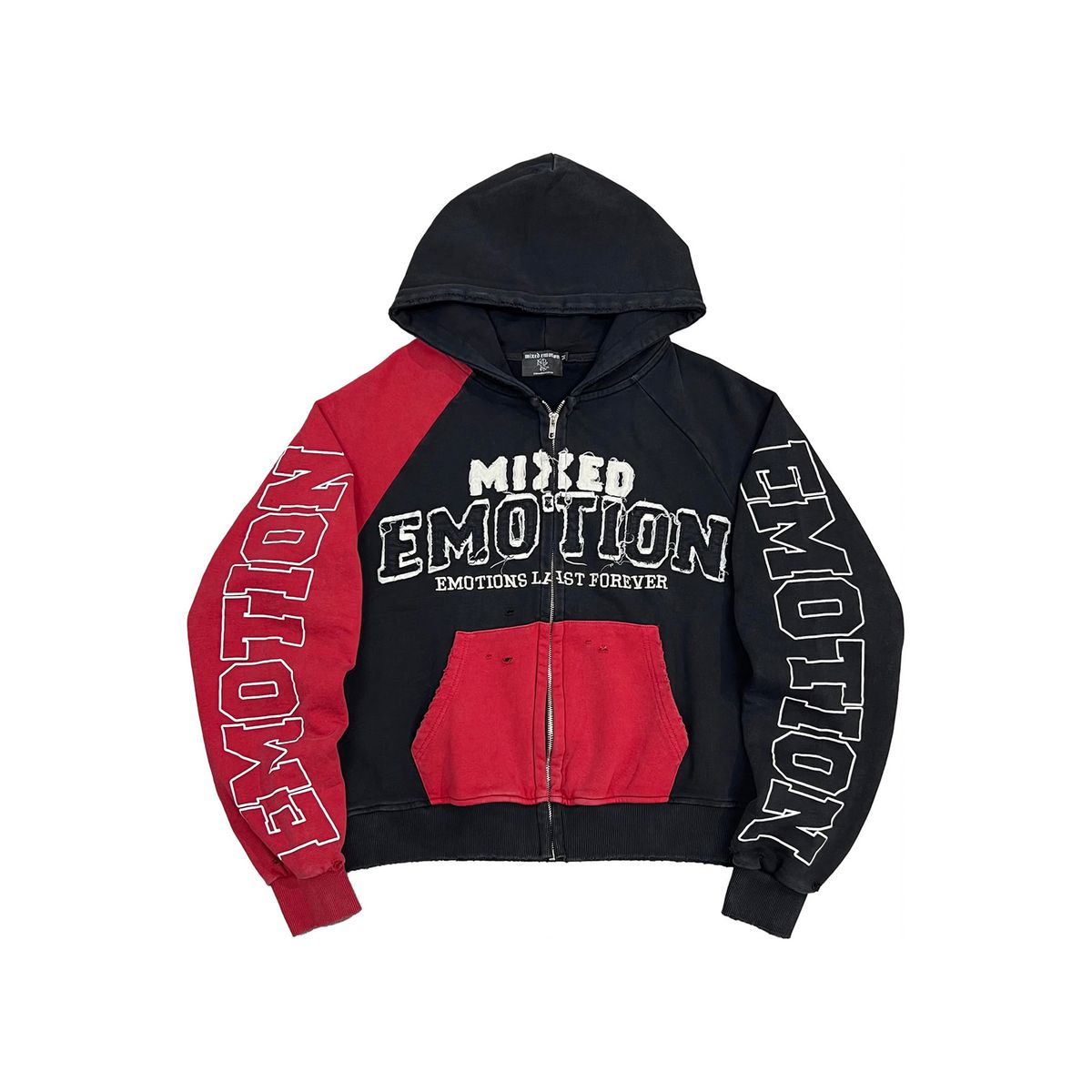 Mixed Emotions - Varsity Red Black Hoodie